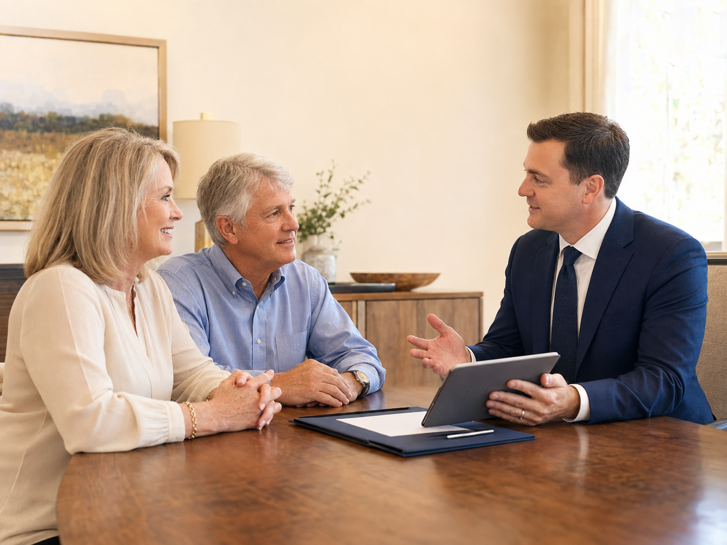 Retirement advisor meeting with a couple.